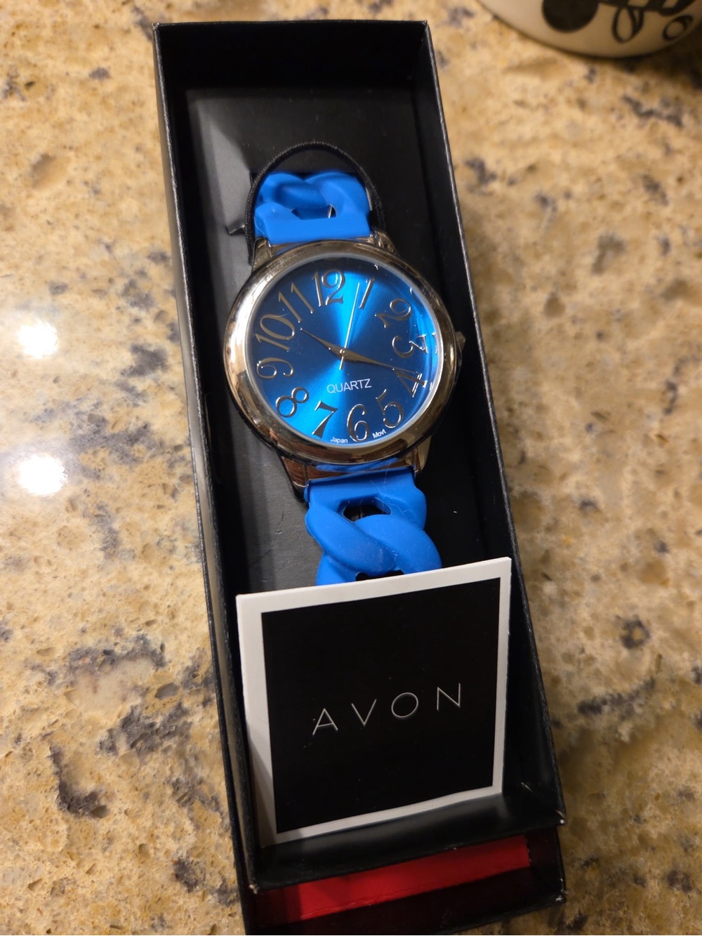 Avon Bright Blue Dial Watch with Braided Silicone Strap